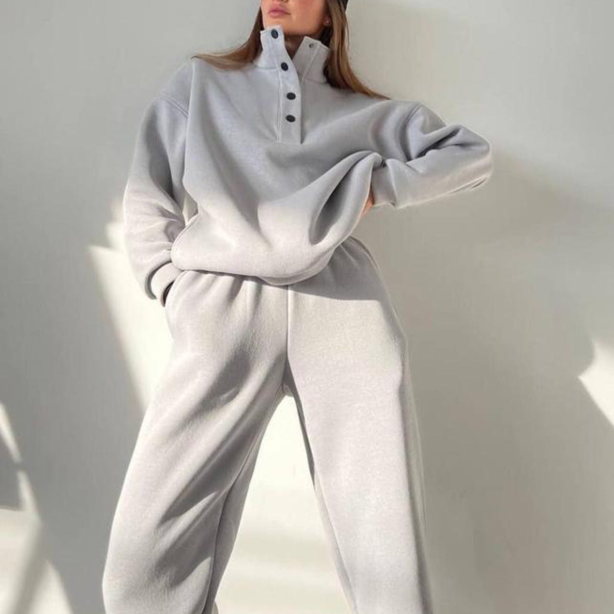 Lässige Pullover Lange Hose Set Warm Hoodie Für Frauen 2 Stück