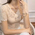 V-neck Hollow Sexy Lace Bottoming Shirt Innerwear Short Sleeve - Swefashionstore