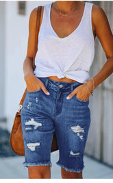 Summer Mid-waist Slim-Fit Cropped Pants Jeans For Women - Swefashionstore