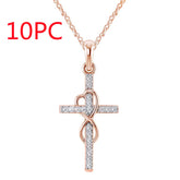 Alloy Pendant With Diamond And Eight-character Cross Necklace - Swefashionstore
