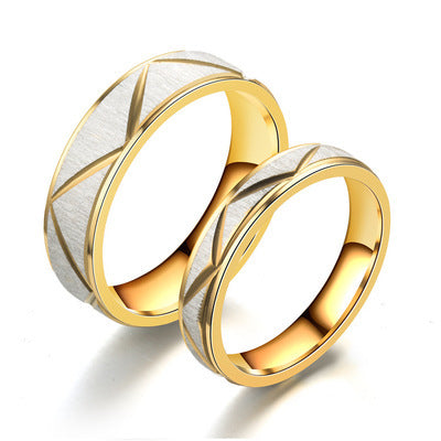 Titanium steel couple ring 24K gold stainless steel ring - Swefashionstore