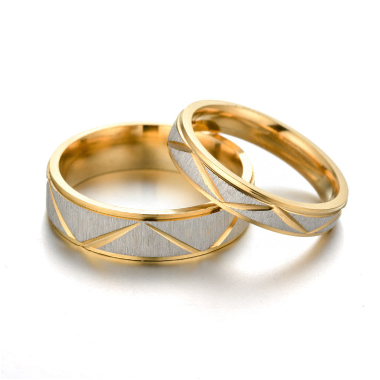 Titanium steel couple ring 24K gold stainless steel ring - Swefashionstore