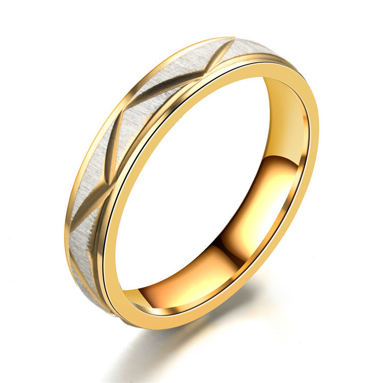 Titanium steel couple ring 24K gold stainless steel ring - Swefashionstore