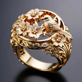 Peace Dove Branch Blade Flower Ring - Swefashionstore