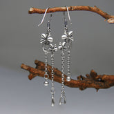 925 Sterling Silver Long Tassel Retro Craft Plum Earrings For Women - Swefashionstore