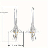 Female Fashion Vintage Blooming Flowers Two Tone Dangle Hanging Engagement Jewelry Earrings - Swefashionstore