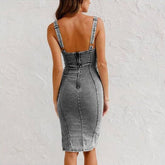 New U-neck Suspender Denim Summer Casual Dress - Swefashionstore