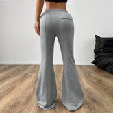 Simple Casual Pants Drawstring Elastic Waist Wide Leg Trousers - Swefashionstore