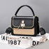 Wide Shoulder Strap Embroidery Thread Contrast Color Large Capacity Shoulder Bag - Swefashionstore