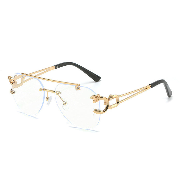Rimless Leopard Head Sunglasses Women Men&