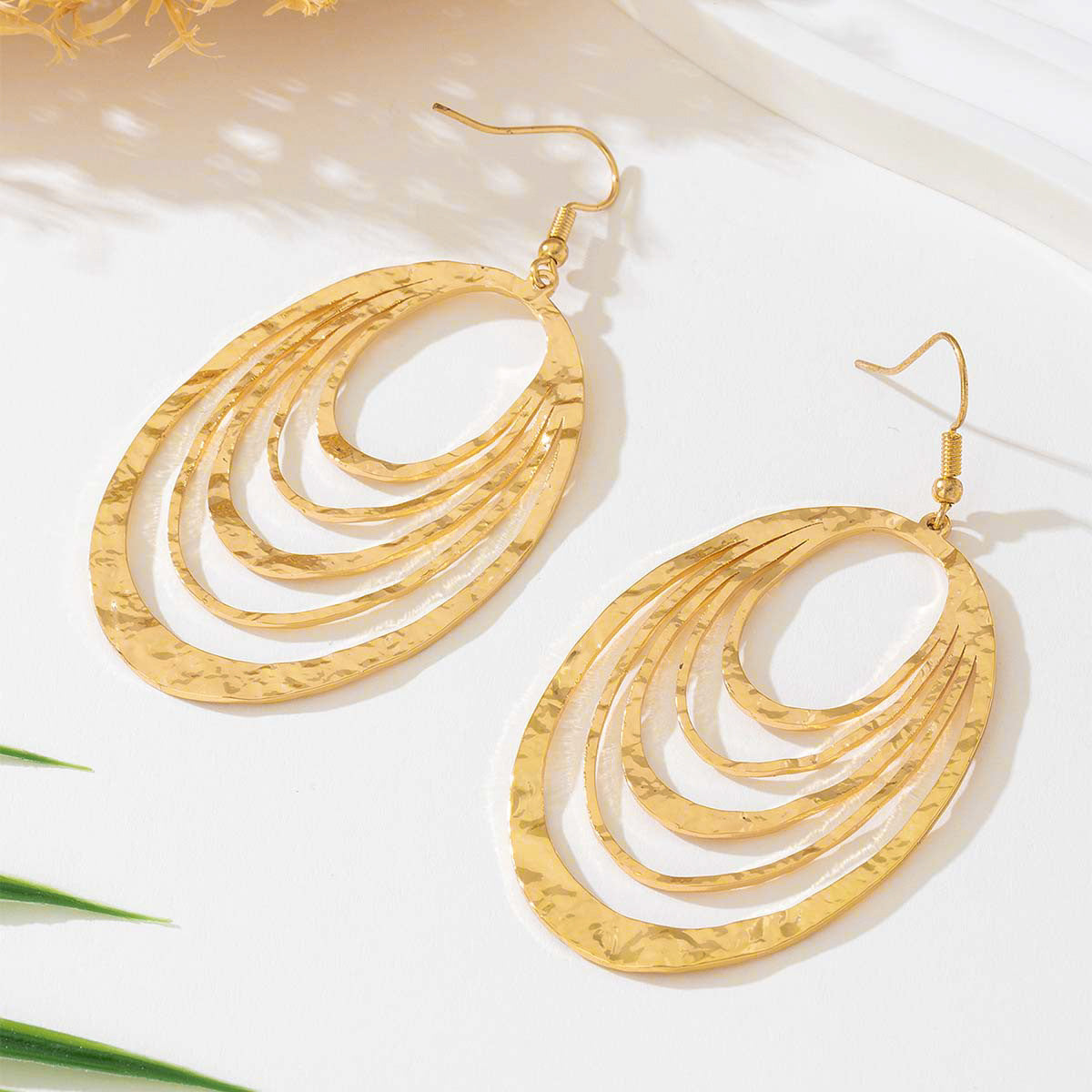 European Fashion Elegant 3 Layer Hollow Earrings
