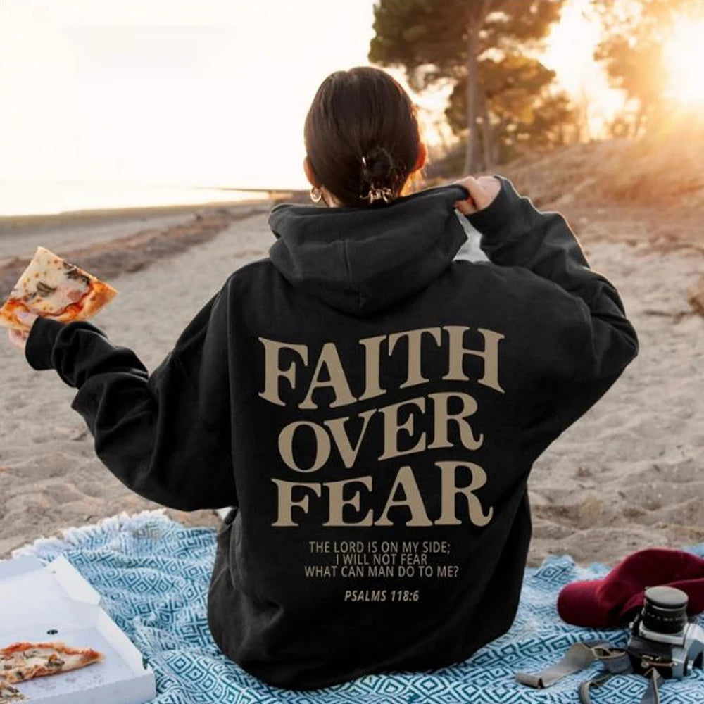 Faith Over Fear Christian Hoodie - Inspirational Hoodie for Daily Motivation - Swefashionstore