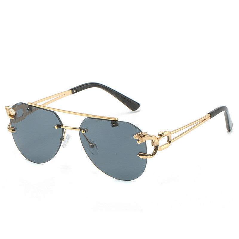 Rimless Leopard Head Sunglasses Women Men&