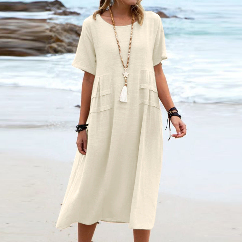 Damen Sommer Lockeres Lässiges MIDI-Kleid