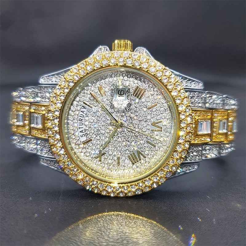 Full Diamond Quartz Watch - Luxury Timepiece with Sparkling Elegance - Swefashionstore
