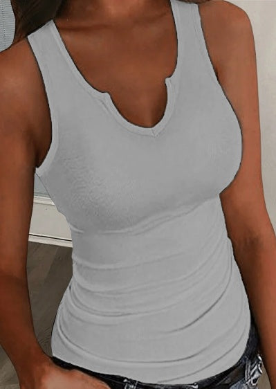 SUMMER Casual Ribbed White Sleeveless Tank Top For Women - Swefashionstore