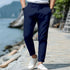 LINEN SUMMER Button Front Slant Pocket Straight-leg Trousers - Swefashionstore