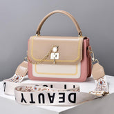 Wide Shoulder Strap Embroidery Thread Contrast Color Large Capacity Shoulder Bag - Swefashionstore