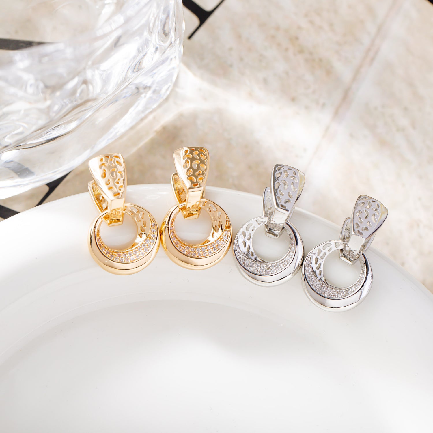 Hollow Round Moon Rose Earrings For Women - Swefashionstore