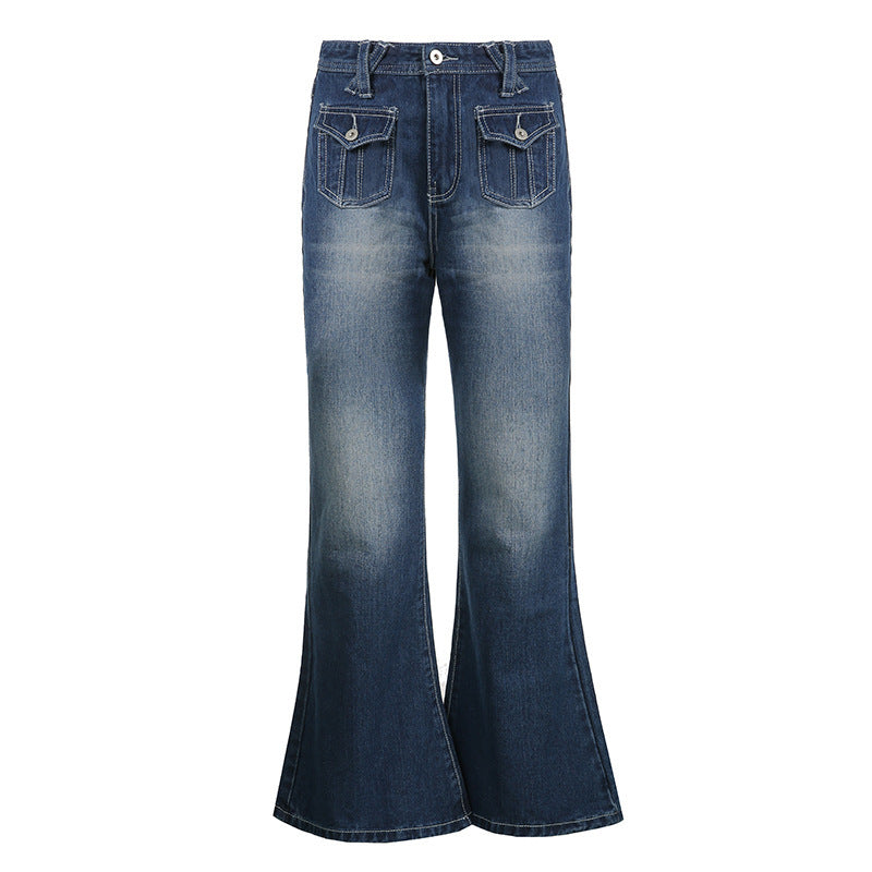 Lässige Street Fashion Low-Waist Straight Slim Jeans