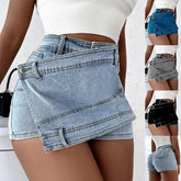 Y2K STREET Vintage DENIM A-Line Skinny MINI Skorts Skirt - Swefashionstore