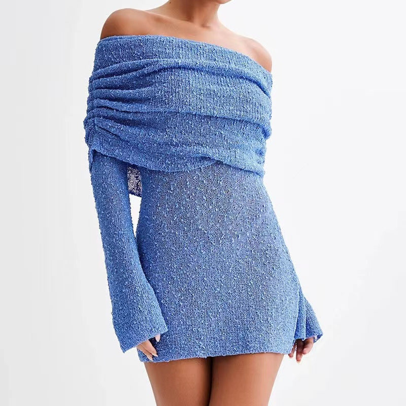 New Summer Knitted Dress Elegant Stylish Mini Neck Dress