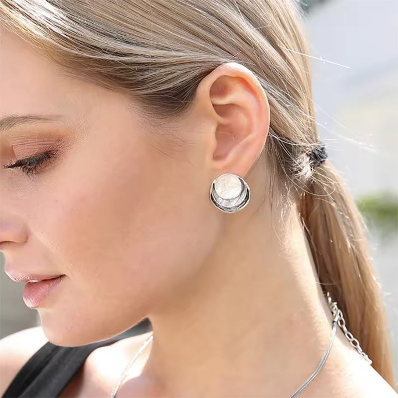 Ins Three-colored Painting Round Earrings Fashion Elegant Versatile Geometric Earrings For Women Jewelry - Swefashionstore