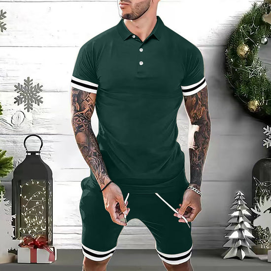 Mens Short Sets 2 Piece Outfits Polo Shirt - Swefashionstore