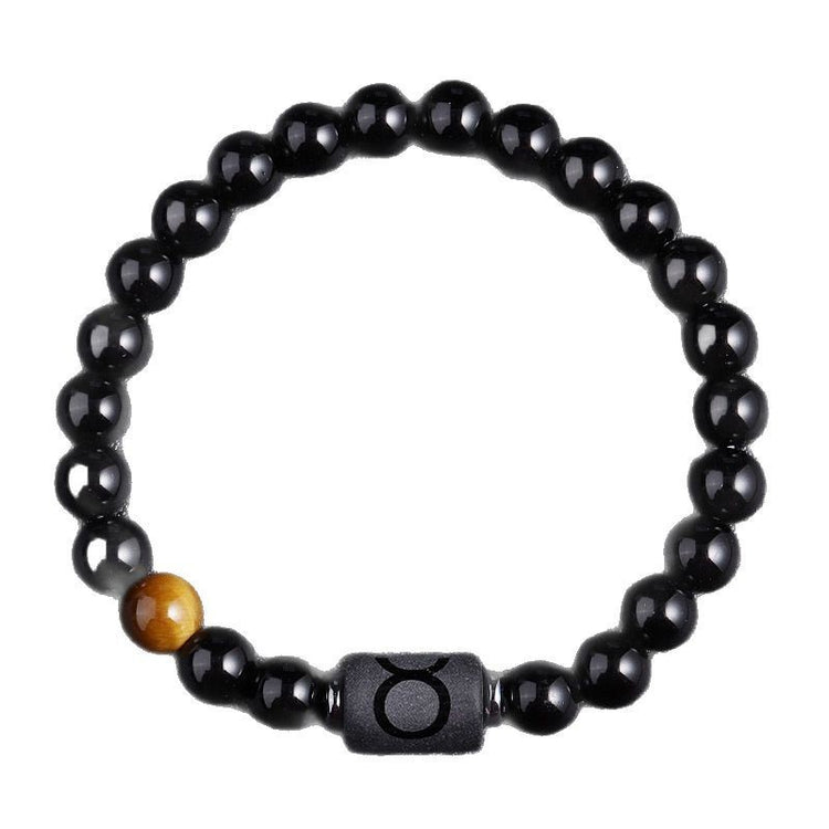 Twelve Constellation Black Glass Tiger-eye Bracelet - Swefashionstore