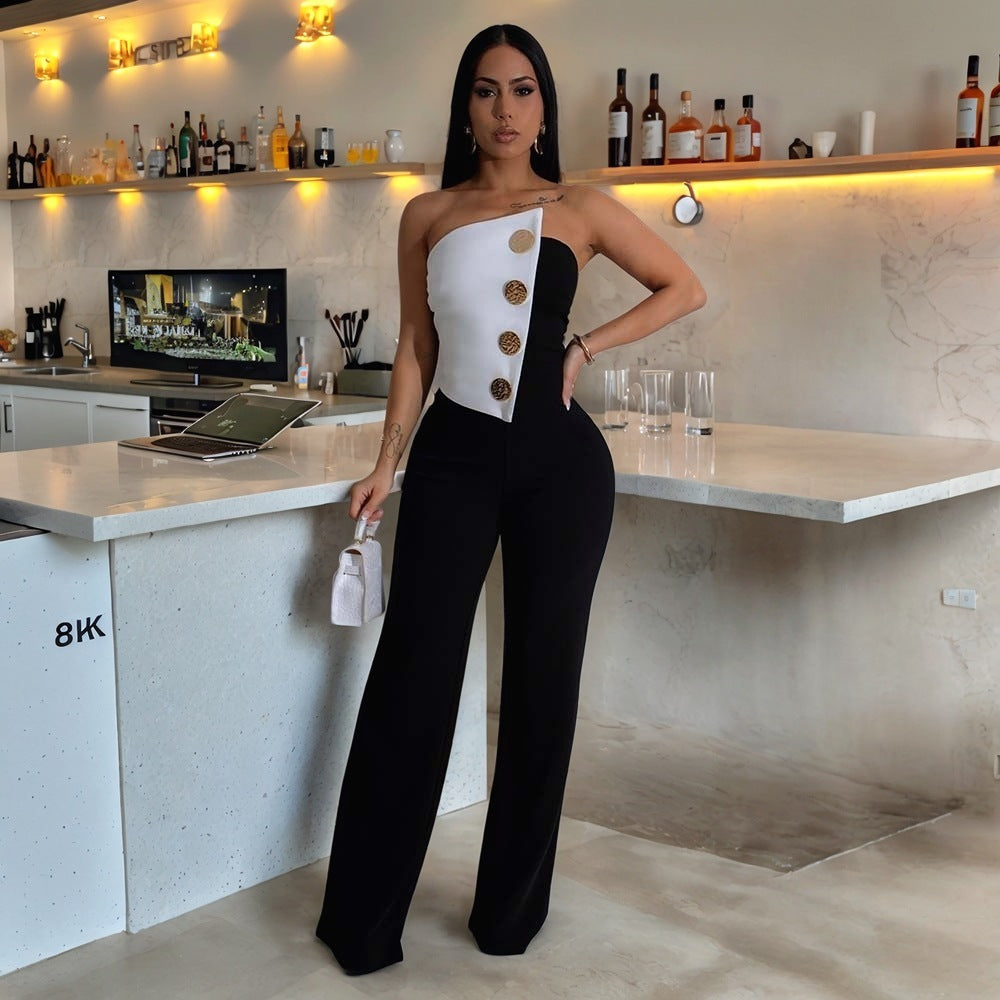 Damen Button JUMPSUIT Pendlerstil