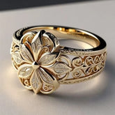 French Hollow Court Ring Small Flower Index Finger Ring Fashion Lady - Swefashionstore