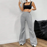 Simple Casual Pants Drawstring Elastic Waist Wide Leg Trousers - Swefashionstore