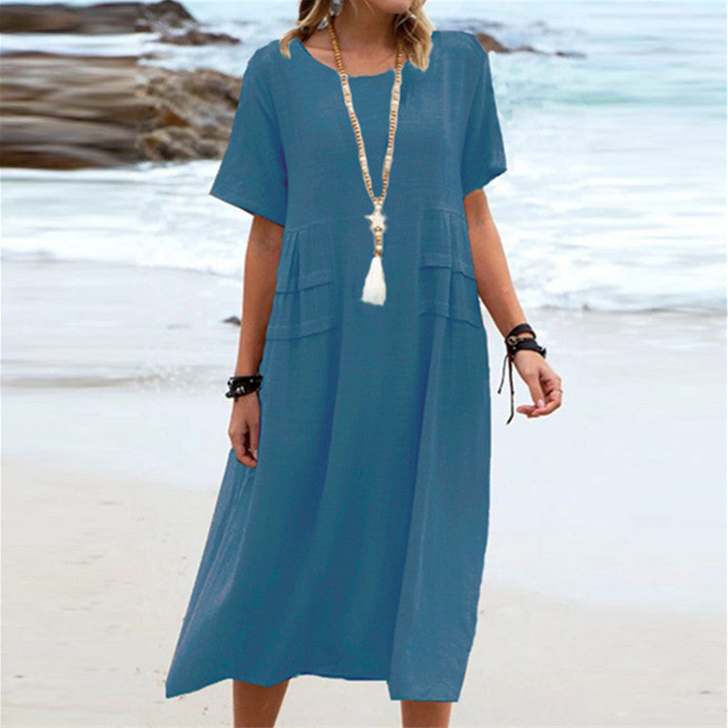 Damen Sommer Lockeres Lässiges MIDI-Kleid