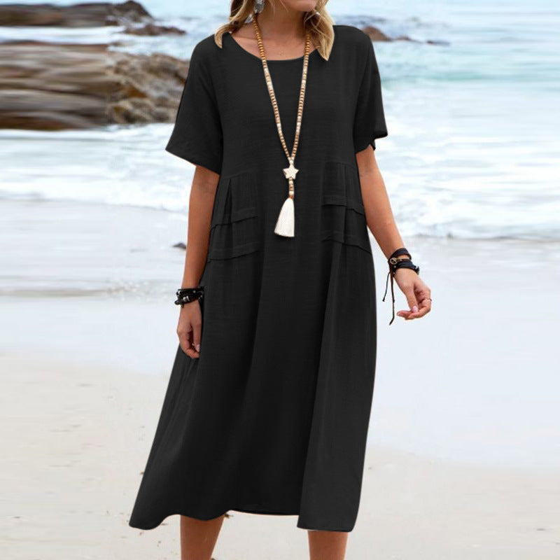 Damen Sommer Lockeres Lässiges MIDI-Kleid