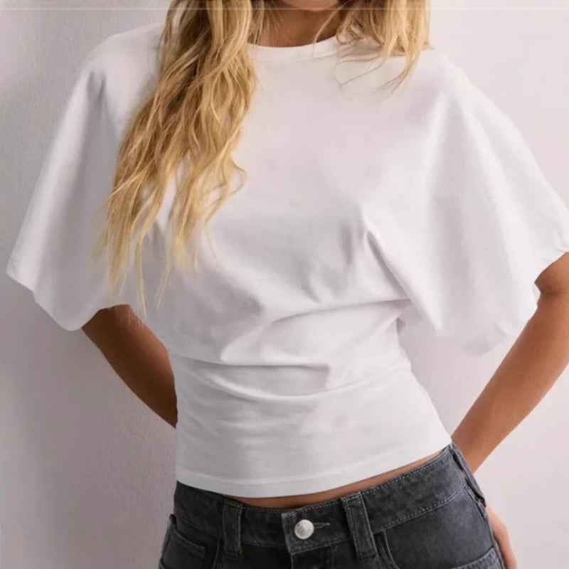Summer Batwing Sleeve T-shirt with Stylish Design - Swefashionstore