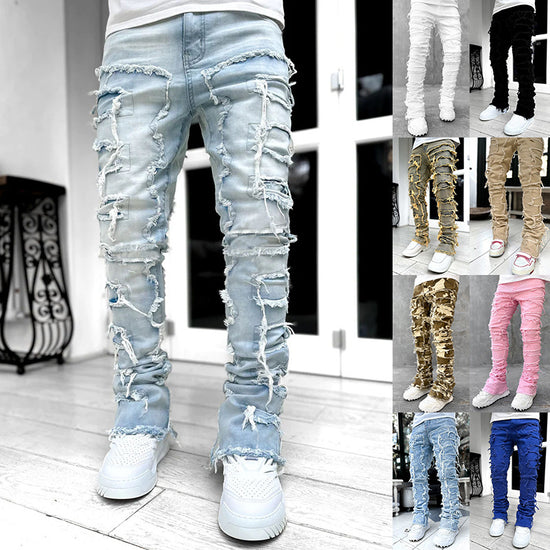 Long Tight Fit Stacked Jeans For Mens Clothing - Swefashionstore