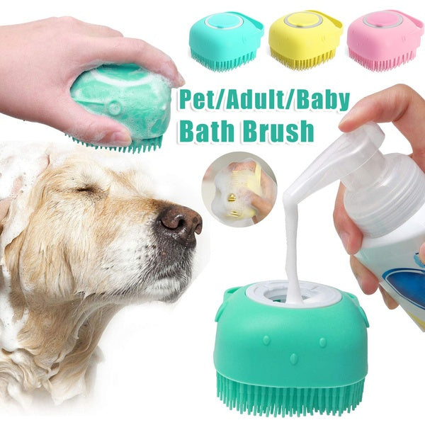 Silicone Dog Bath Massage Gloves Brush Pet Cat Bathroom Cleaning Tool Comb Brush For Dog Can Pour Shampoo Dog Grooming Supplies - Swefashionstore
