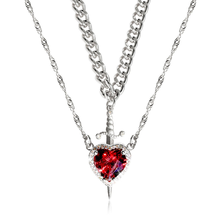 Heart And Sword Necklace Set - Swefashionstore