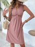 NEW FASHION V-neck Knot Sleeve-less Design Pleated Dress - Swefashionstore