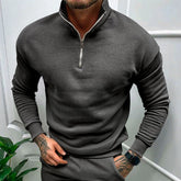 Solid Color Zipper Sweatshirt Men&