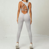 Yoga Jumpsuit with V-shaped Back Design Sleeveless for Ultimate Comfort and Flexibility - Swefashionstore