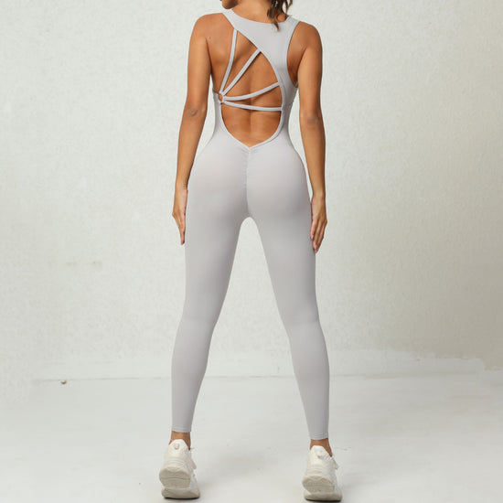 Yoga Jumpsuit with V-shaped Back Design Sleeveless for Ultimate Comfort and Flexibility - Swefashionstore
