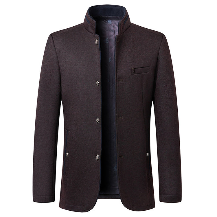 Business Stand Collar Woolen Coat - Swefashionstore