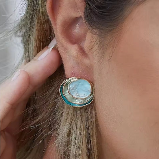 Ins Three-colored Painting Round Earrings Fashion Elegant Versatile Geometric Earrings For Women Jewelry - Swefashionstore