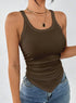 SOLID Ruched Hanky Hem Tank TOP - Swefashionstore