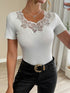 Rhinestone Patch Slim-fit Short-sleeved Women&
