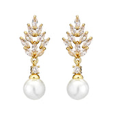 Stylish And Simple Personality Micro Inlaid Zircon Pearl Earrings - Swefashionstore
