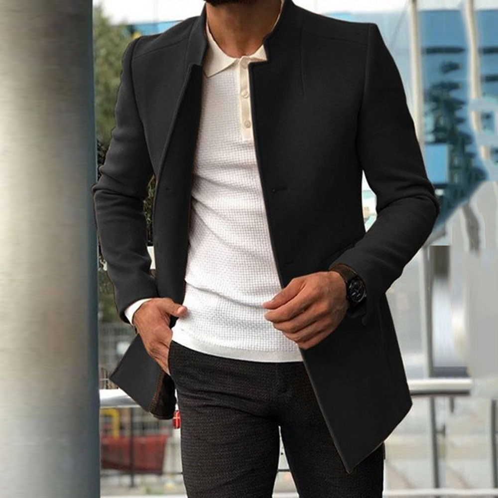 Men's Slim Coat Fashion Single-Breasted Solid Color Business Jackets