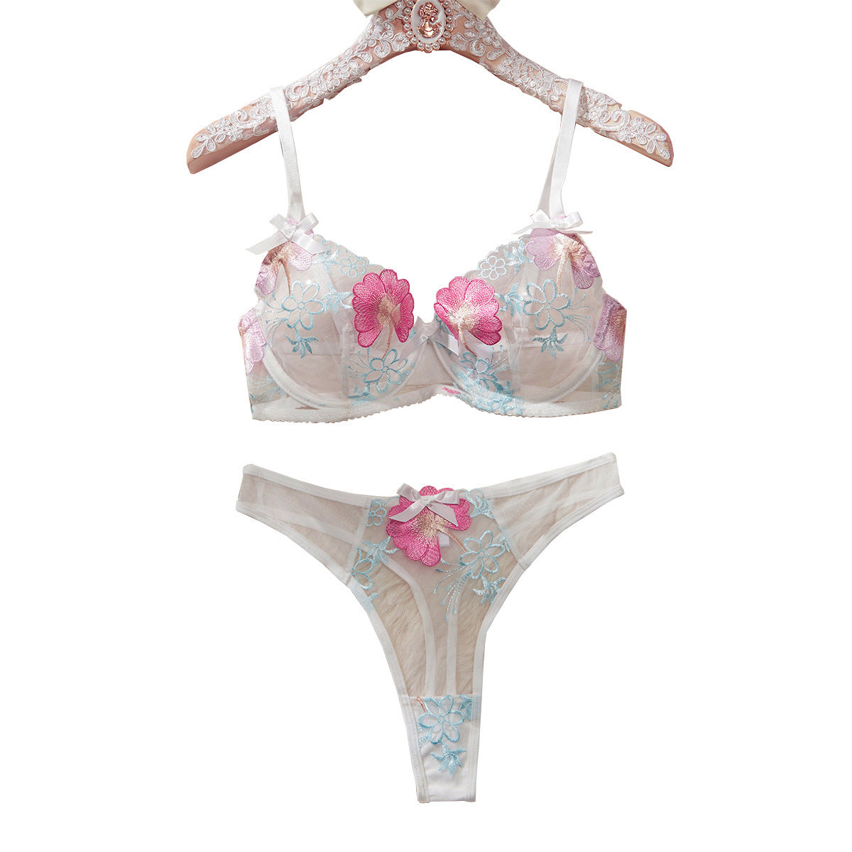 Bow Flower Embroidered Underwear Women - Swefashionstore