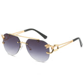 Rimless Leopard Head Sunglasses Women Men&
